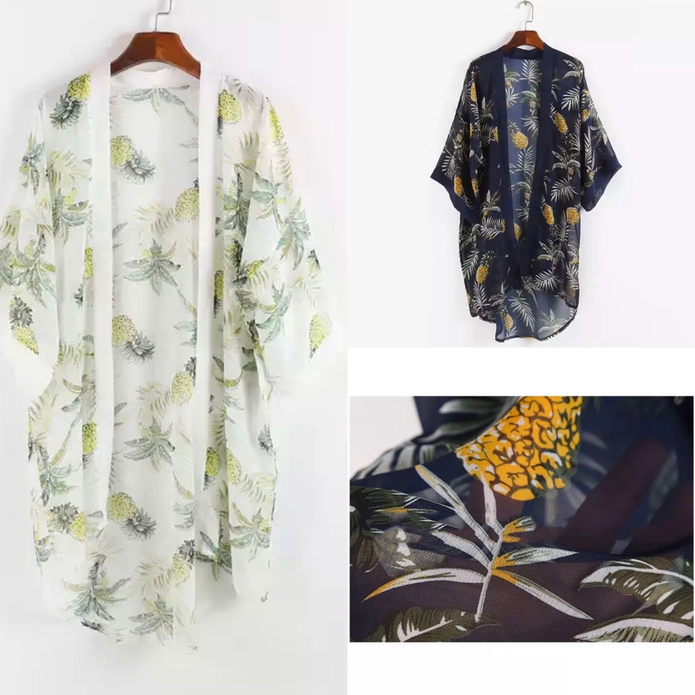 • Pineapple Kimono/Cover Up/In White or Navy•
